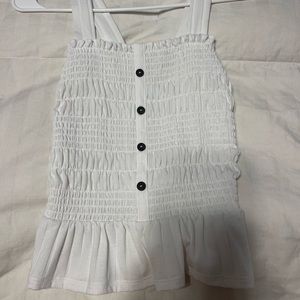 white ruffle tank top with buttons